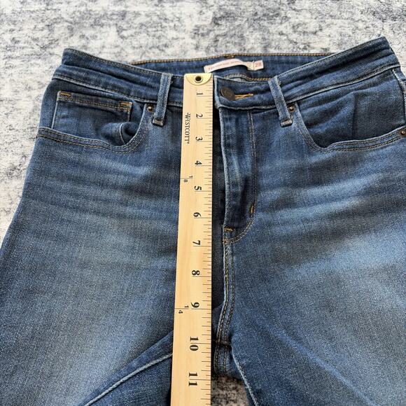 Levis 721 High Rise Skinny Jeans Womens 28 Blue Distressed Ankle Denim Stretch - Picture 6 of 12